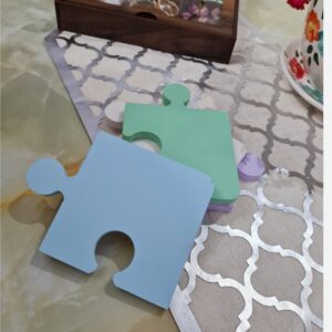 Jigsaw-Inspired Stone Coasters 4-Pack – Minimalist Surface Protection with Style