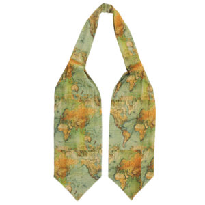 Elegant Ascot tie – Ideal for Event & Ceremony with Earth Map Pattern in Green