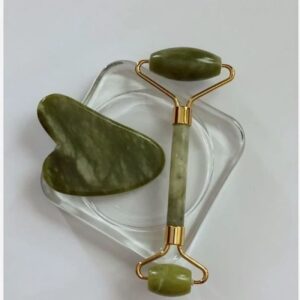 Premium Grade Natural Jade Gua Sha and Jade Roller Set – For Lifting and Deep Cleansing