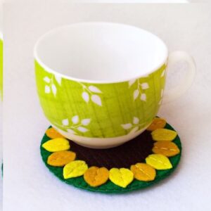 Sunflower Round Felt Coasters 6-Pack – Summer & Fall Themed Table Decor