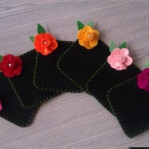 Flower Design Felt Coasters 6-Pack – Soft Protection Against Scratches & Heat Marks