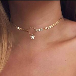 Stainless Steel Choker Necklace – Durable Jewelry Gift Idea with Sequin Design