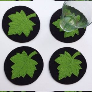 Stylish Leaf-Pattern Felt Coasters 6-Pack – Great Gift or Personal Use