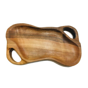 Timeless Rustic Wooden Serving Tray with Handles – Decorative Brown Tray