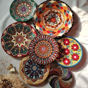 Traditional Persian-Inspired Pottery Wall Plates – Handmade Décor (7 Pcs)
