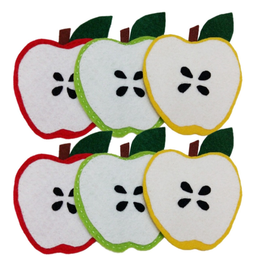 Apple Slice Felt Coasters 6-Pack – Perfect Housewarming Gift & Everyday Table Protector