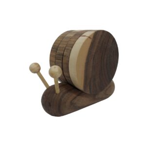 Snail-Shaped Wooden Coaster Set – Rustic Boho Animal Design for Home Decor