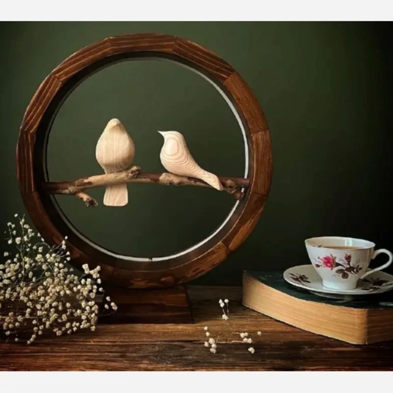 Handcrafted Bird-Shaped Wooden Table Lamp – Sculptural Decorative Light