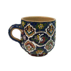 Handmade Minakari Pottery Mug – Navy Blue Floral Coffee Cup