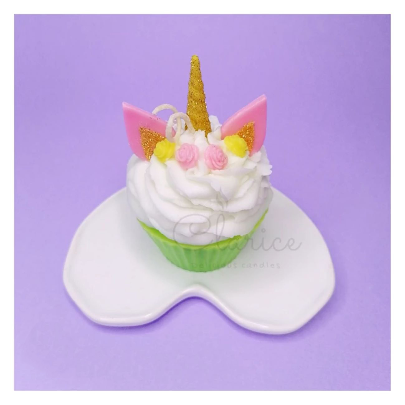 Handmade Unicorn Cupcake Candle – Sweet Dessert-Themed Gift