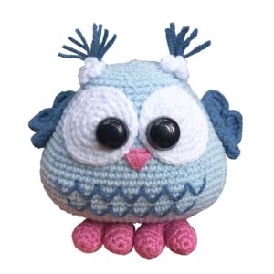 Amigurumi Crochet Owl – Light Blue Hand-Knitted Companion