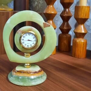Heart-Shaped Marble Stone Desk Clock – Light Green