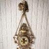 Large Brass Hanging Wall Clock with Brass Floral Pendant (3)