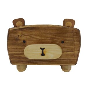 Playful Decorative Wooden Tissue Box Cover – Bear Design