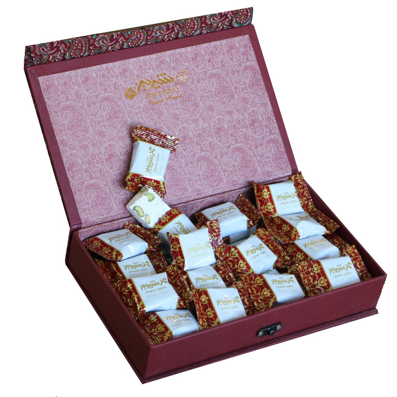 Shirin Gaz, 40% Mixed pistachio & Almond with Termeh Box – 360 Gram (2x)