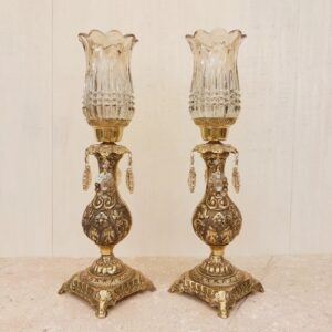 Timeless Bronze Candle Holder Adorned with Flower Detail