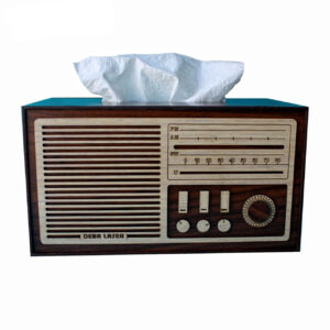 Decorative Tissue Box with Radio Shape – Nostalgic & Fun Design