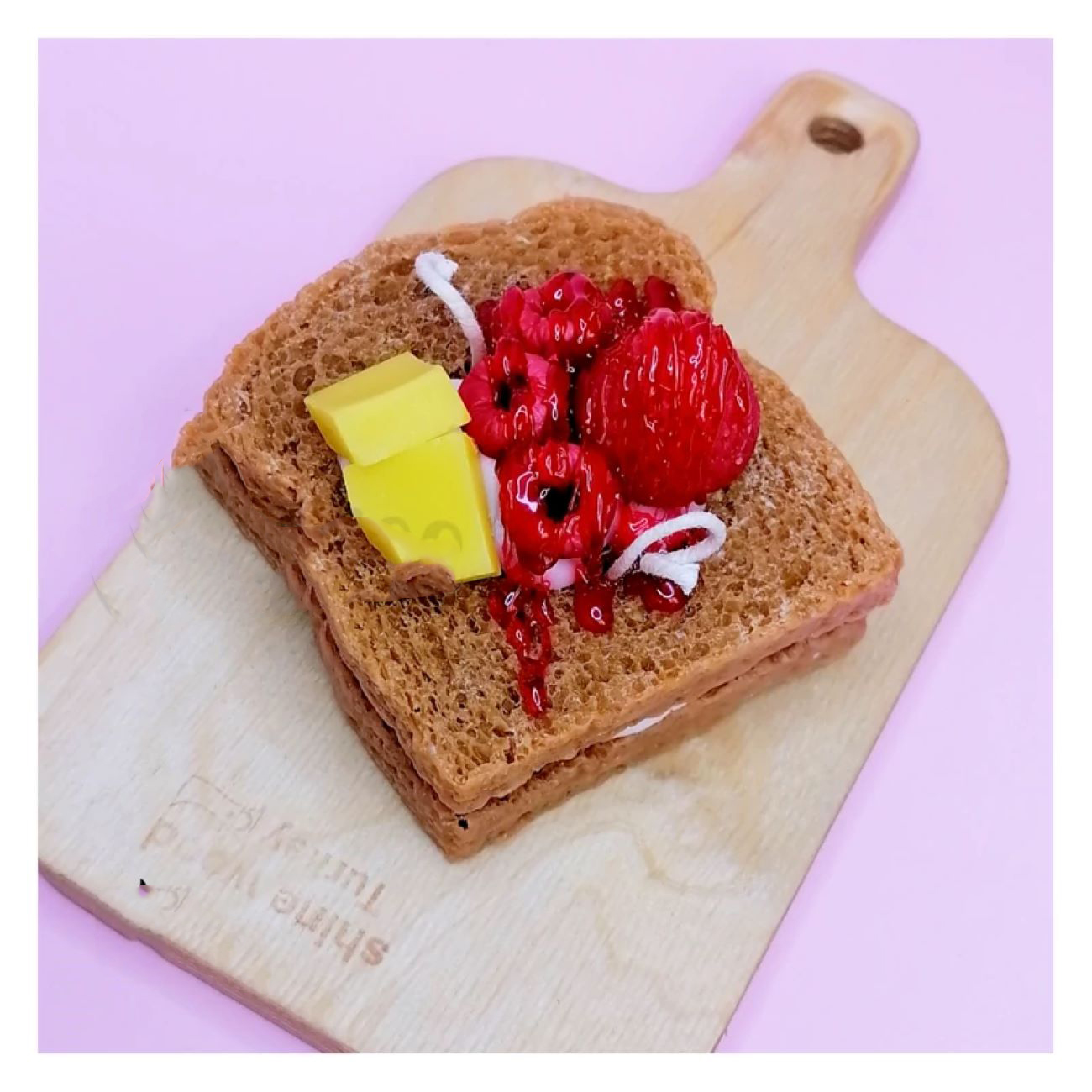 Toast Bread Candle with Strawberry Jam and Butter