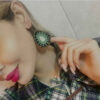 Bohemian Green Earrings – Crafted with Traditional Persian Stitching