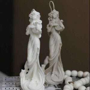 Girl with Harp Candle – Aesthetic Gift for Music Lovers