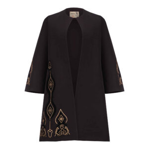 Stylish Crepe Maserati Iranian Manto With Embroidered Sleeves, Suitable for All Seasons