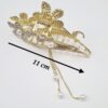 Women's Hair Claw – Metal Five-Petal Flower Design with Dangle Charm (3)