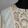 Women's Linen Manto, Hand-Embroidered with Sequins, Indian Style in Cream (2)