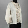 Women's Linen Manto, Hand-Embroidered with Sequins, Indian Style in Cream (3)