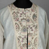 Women's Linen Manto, Hand-Embroidered with Sequins, Indian Style in Cream (4)