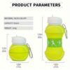 Collapsible Silicone Water Bottle – Tennis Ball Design, 0.55L Capacity (2)