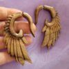 Hand-Carved Angel Wing Earrings – Natural Brown Wood Style (4)