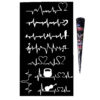 Heartbeat (ECG line) Motifs Design Henna Kit with Stencil Sheets (x9)