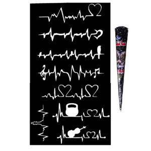 Heartbeat (ECG) Henna Stencil Kit with Sheets (Set of 9)