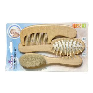 Kids Wooden Hairbrush & Comb Set – Gentle Detangling for Hair Care 3-Piece