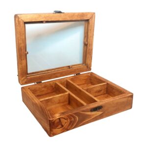 Rustic Wooden Snack Box Organizer – Divided Tray for Nuts, Dry Fruits & Seeds