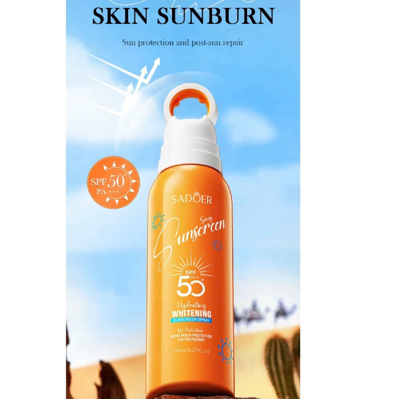 Sadur colorless sunscreen spray SPF 50, light model, UVA, UVB – 150 ml