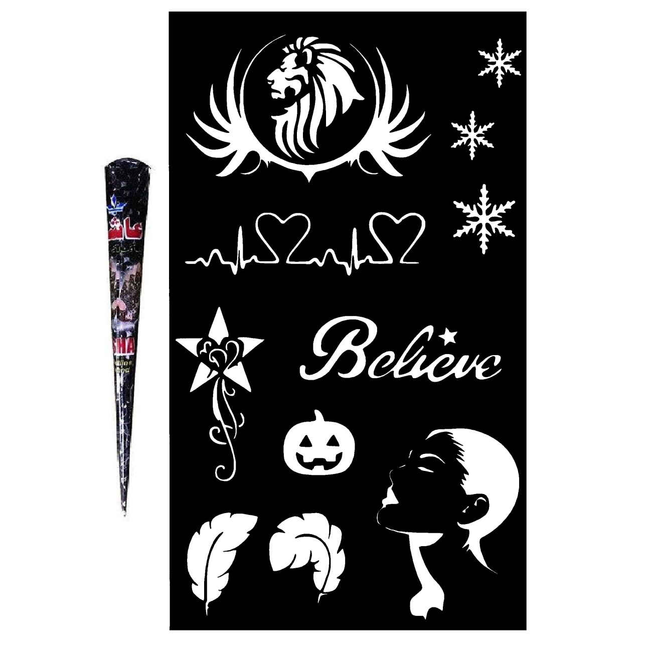 Temporary Henna Art Kit – Easy-Use Stencils for Effortless Hand Designs (x10)