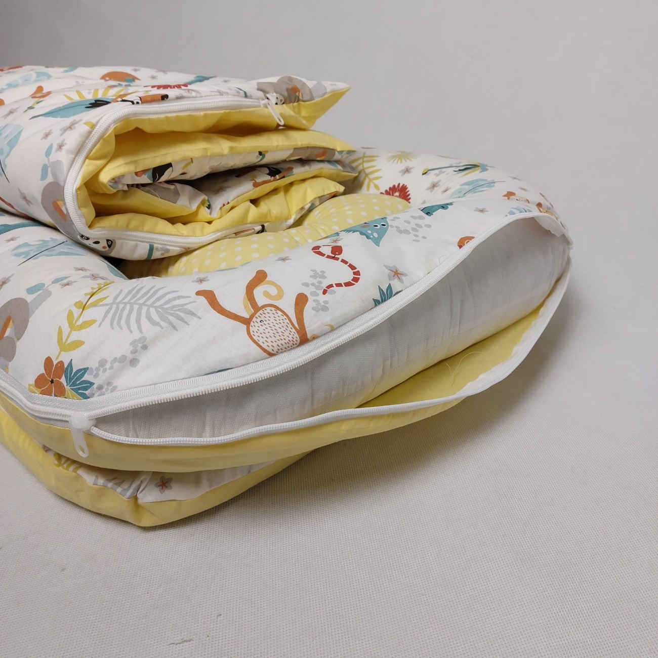Baby Anti-Roll Nest – Animal Design & Organic Cotton – Full Set with Pillow