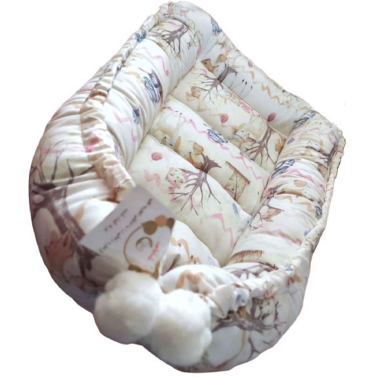 Baby Sleeping Nest – Spring Jungle Design – 2 Piece Set with Head Shaping Pillow