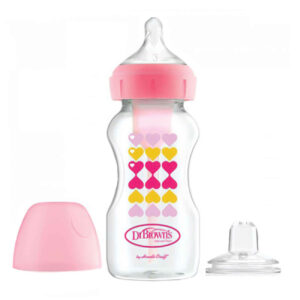 Dr. Brown’s Baby Bottle – Pink with Anti-Colic Vent System & Juice Spout – 270ml