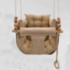 Elid Kids Sofa-Style Baby Swing – Wooden Frame & Velvet Cotton Hammock for Toddlers (3)