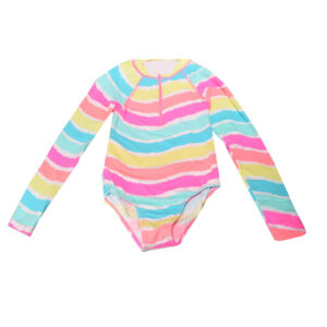 Girls’ Long-Sleeve Rainbow Swimsuit – Perfect for Sunny Days
