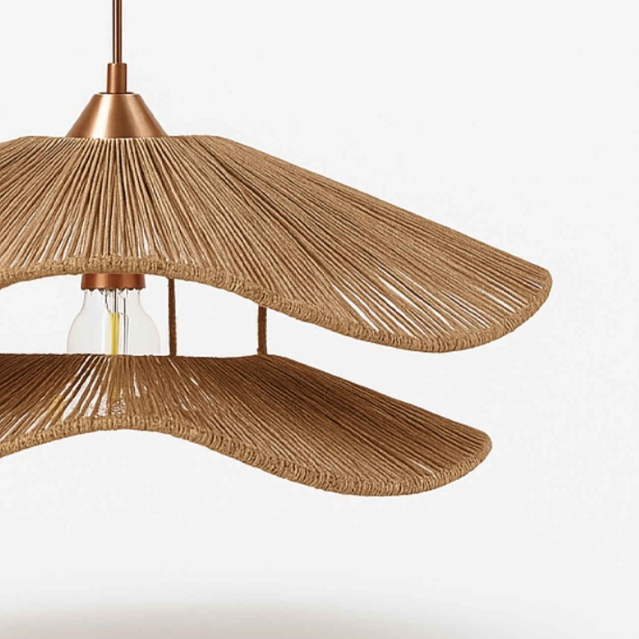Handwoven Tulip Raffia Pendant Light – Elegant Boho Design