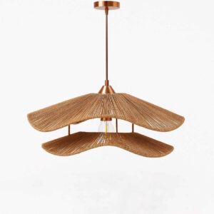 Handwoven Tulip Raffia Pendant Light – Elegant Boho Design