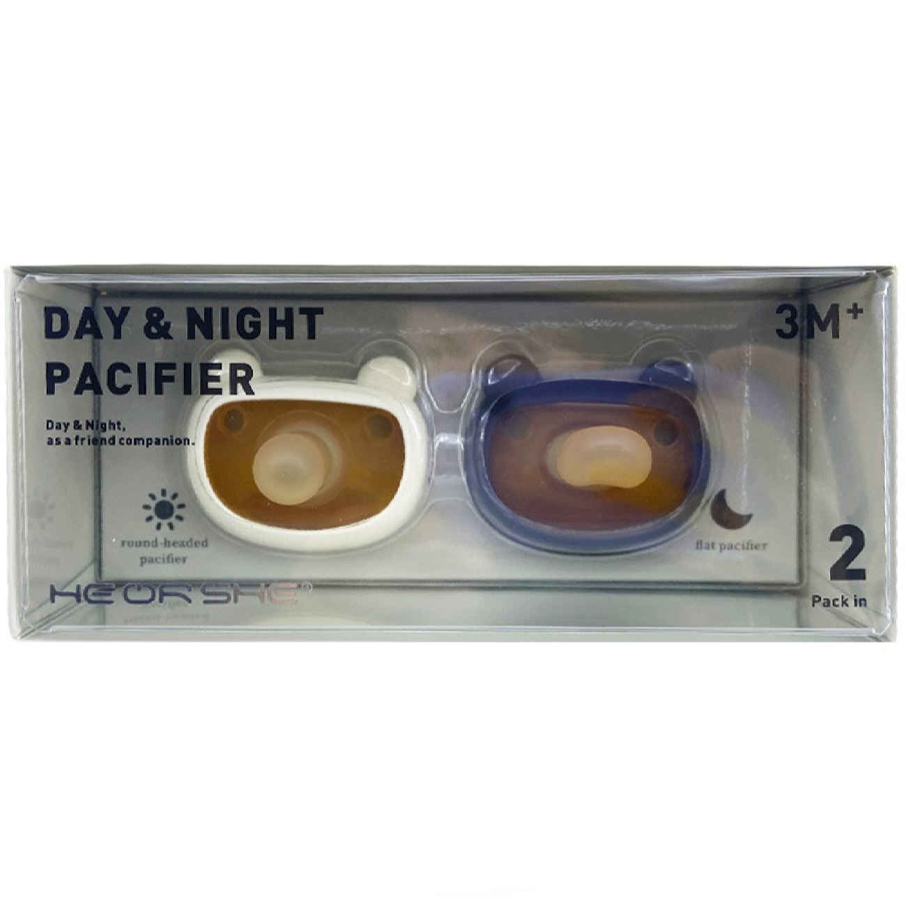 He or She Silicone Teddy Bear Pacifiers – (Set of 2)