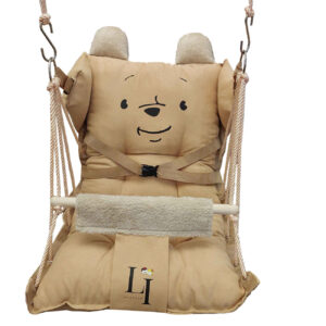 LI Baby Swing – Teddy Bear Design Soft Cotton Infant Hammock with Safety Belt & Adjustable Recline