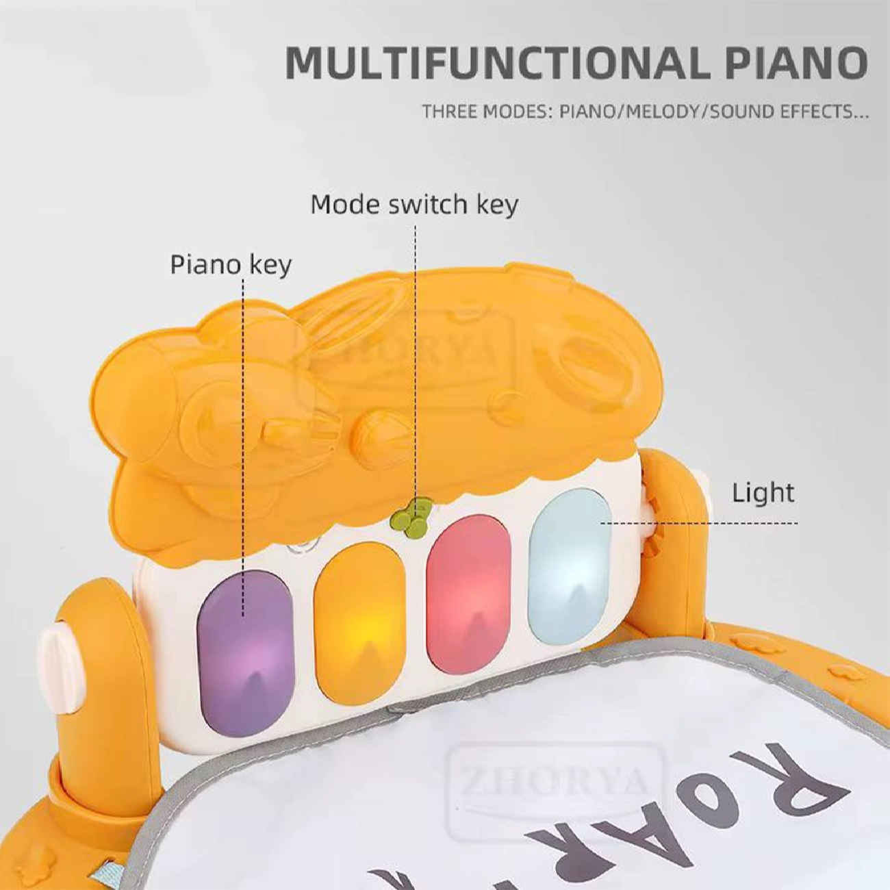 Lion Theme Baby Activity Mat with Hanging Toys and Sound