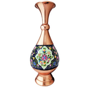 Pardaz Decorative Copper Vase, Expertly Handcrafted with Persian Minakari Enamel for a Stunning Tabletop Display