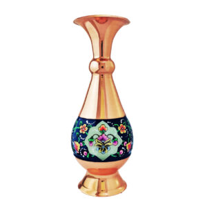 Unique Pardaz Copper Vase, Beautifully Handcrafted with Traditional Persian Minakari Enamel Details