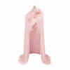 Starry Chiffon Bed Canopy – Sheer Fabric with Pom-Poms and Golden Star Accents (1)
